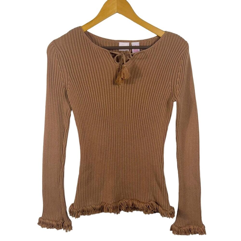 Xhilaration Y2K Long Sleeve Fringe Top Size Medium - Picture 1 of 8